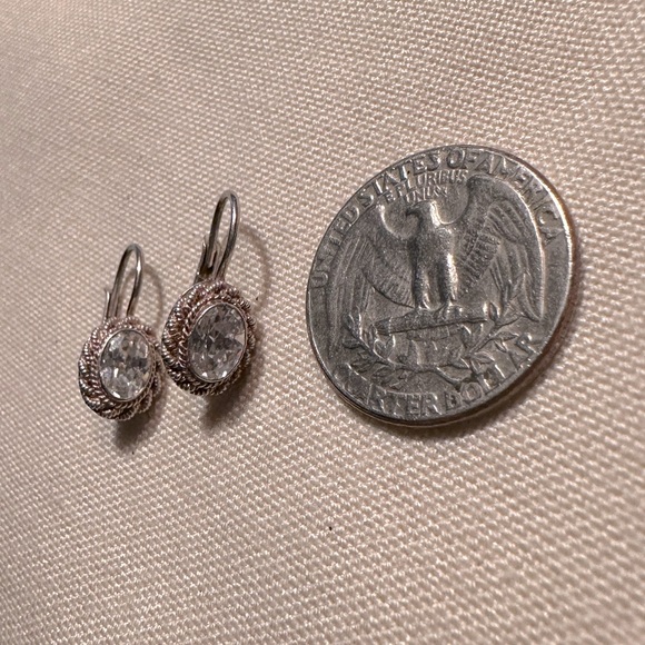 Sterling silver and stunning crystal center earrings. French clasp hook. - Picture 2 of 5